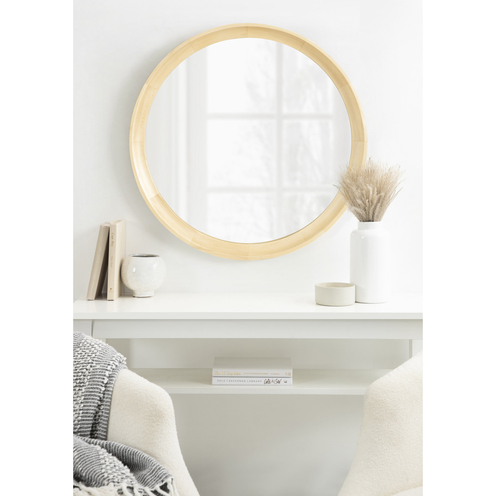 Zoie Wood Mirror, 30" x 30", Natural