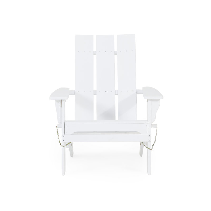 Chaise Adirondack pliante en bois massif Damione, Blanc