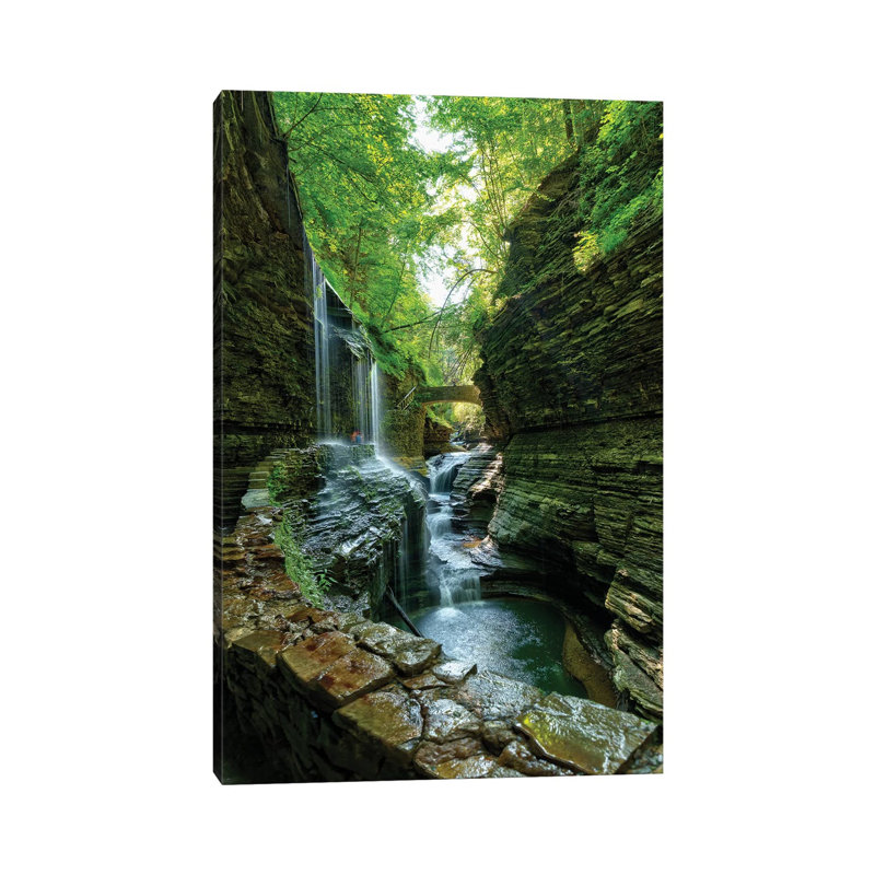 «Rickets Glen» par David Gardiner - reproduction de photo, H 12 po x l 8 po x P 0,75 po, Toile tendue, Pas de tapis