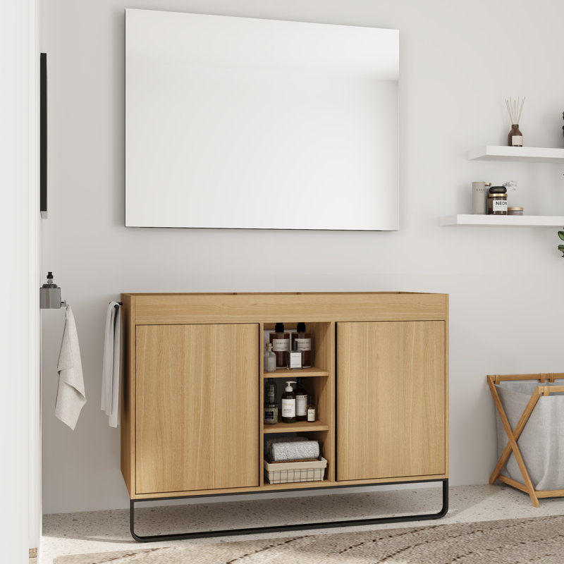 Base de meuble-lavabo double 48 po seulement, base sans plateau beige