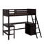 Lit mezzanine simple en bois avec tablettes et bureau-746841462