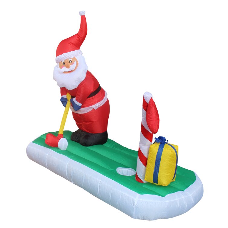The Holiday Aisle Christmas Inflatable Santa Claus Play Golf Decoration