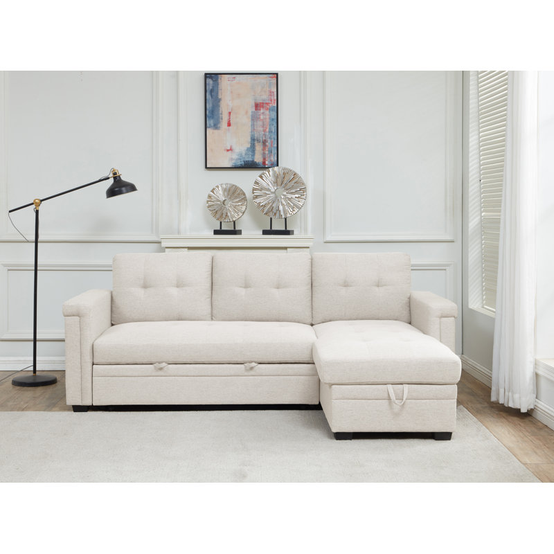 Raiyna 2 - Piece Upholstered Sectional, Cream Polyester Blend