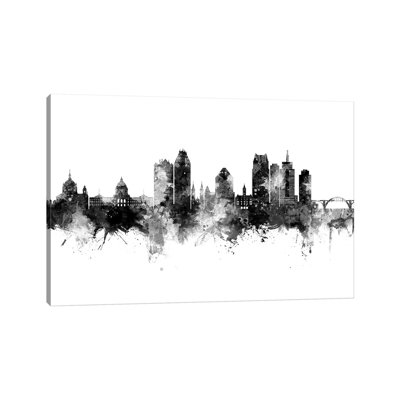 " Saint Paul Minnesota Skyline Black And White " by Michael Tompsett
