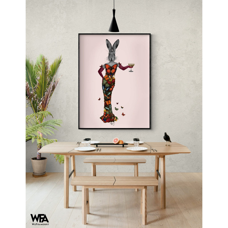 Lapin, robe papillon, très grand papillon, reproduction d'art, impression d'art, impression d'art, H 16 po x l 12 po