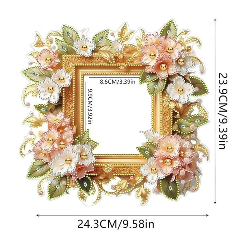 Verdigre  5D DIY Diamond Painting Floral Photo Frame Diamond Painting Kit Crystal Embroidery Rhinestone Picture Frame Decoration
