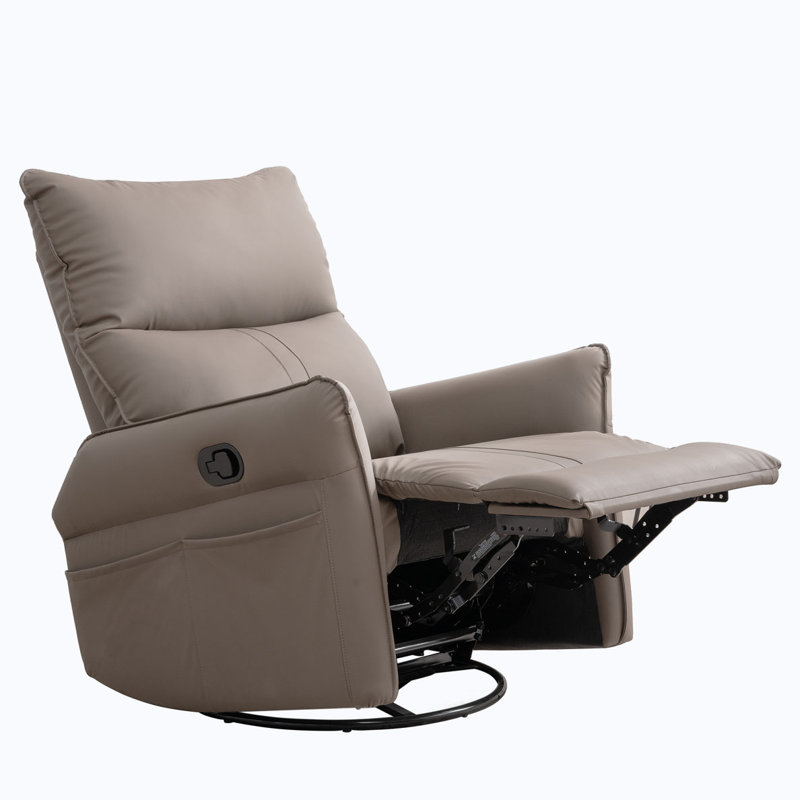 Fauteuil inclinable et pivotant en similicuir Idal, Similicuir brun