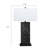 Len Table Lamp, White Rectangular Shade, Unique Lined Design Black Pedestal