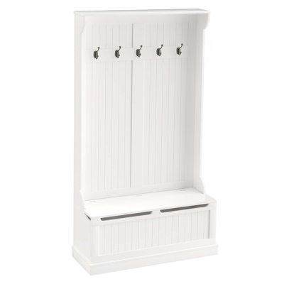 3-In-1 Entryway Hall Tree With Storage Bench,Coat Rack With Five Hooks And Shoe Storage