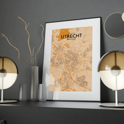 Utrecht City Map In Vintage - No Frame Print