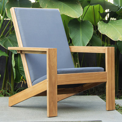 Chaise Adirondack d'extérieur en teck avec revêtement de patio Hodgkins