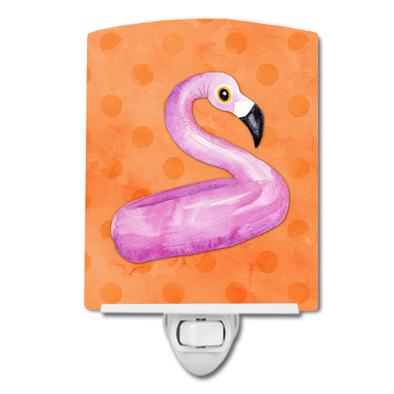 Éclairage de nuit en céramique flamant rose floaty pois, Orange