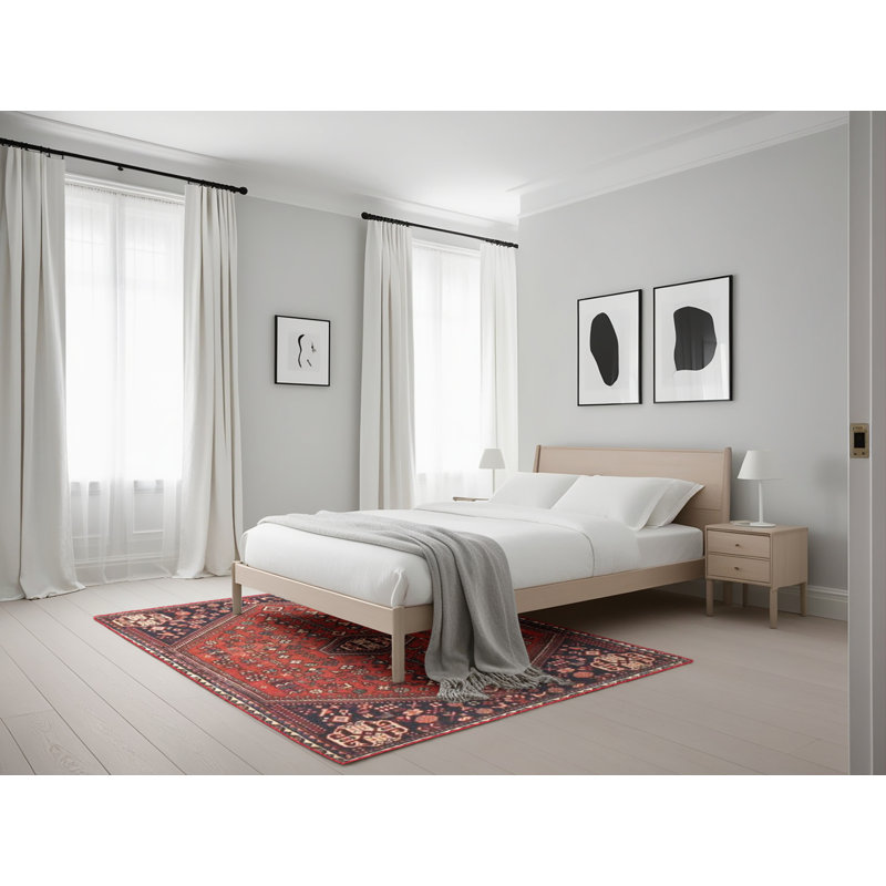 Tapis traditionnel rouge / noir, Rectangle 5 pi x 7 pi
