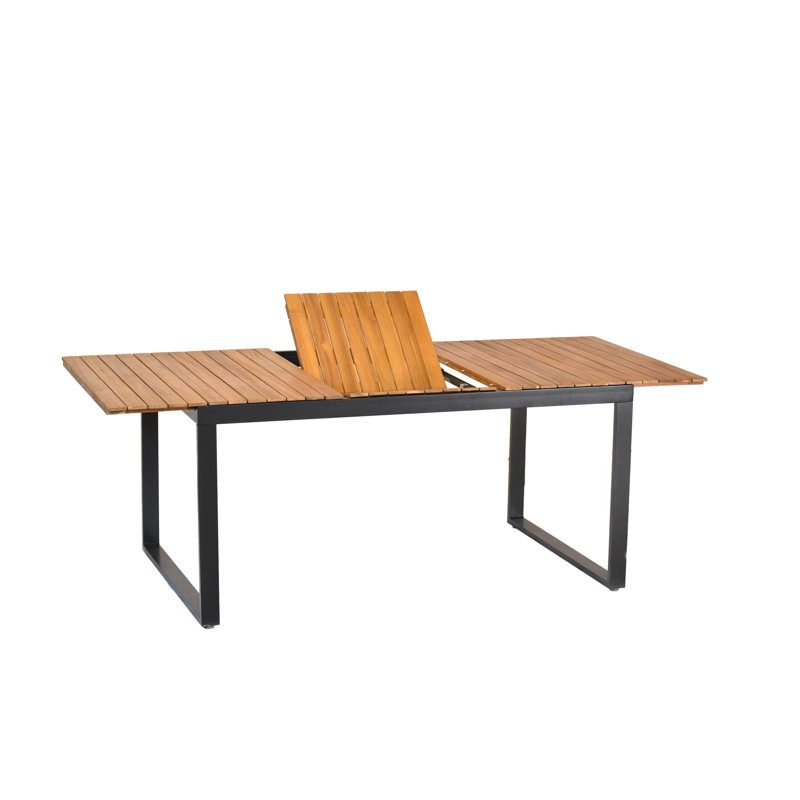 Cainin Rectangular Extendable Outdoor Dining Table , 80cm cm W 90cm cm D, Light brown, Graphite details