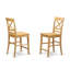 Ensemble de salle à manger à hauteur de comptoir 3 pièces pour petits espaces comprenant une table ronde en bois avec piédestal et 2 chaises de cuisine, 36 po x 36 po, chêne-217726952-172578311
