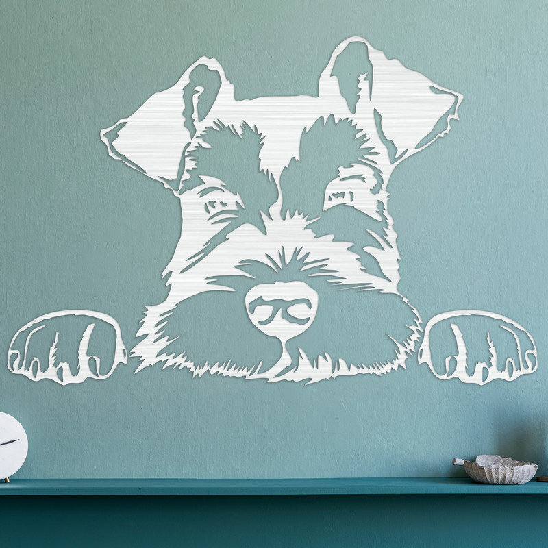 Art mural abstrait de chien - ACM noir (15,8 po x 24 po), H 21,1 po x l 32 po x P 0,25 po, Blanc