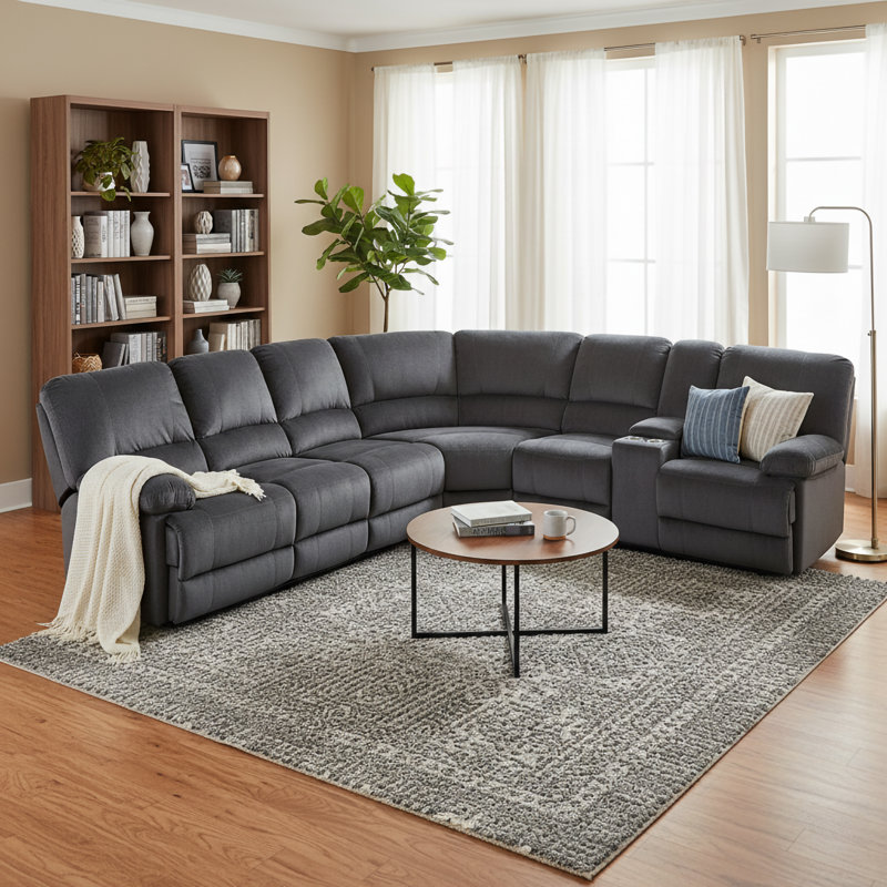 Lerch Upholstered Reclining L-Shaped Sectional Right Hand Facing, Gray