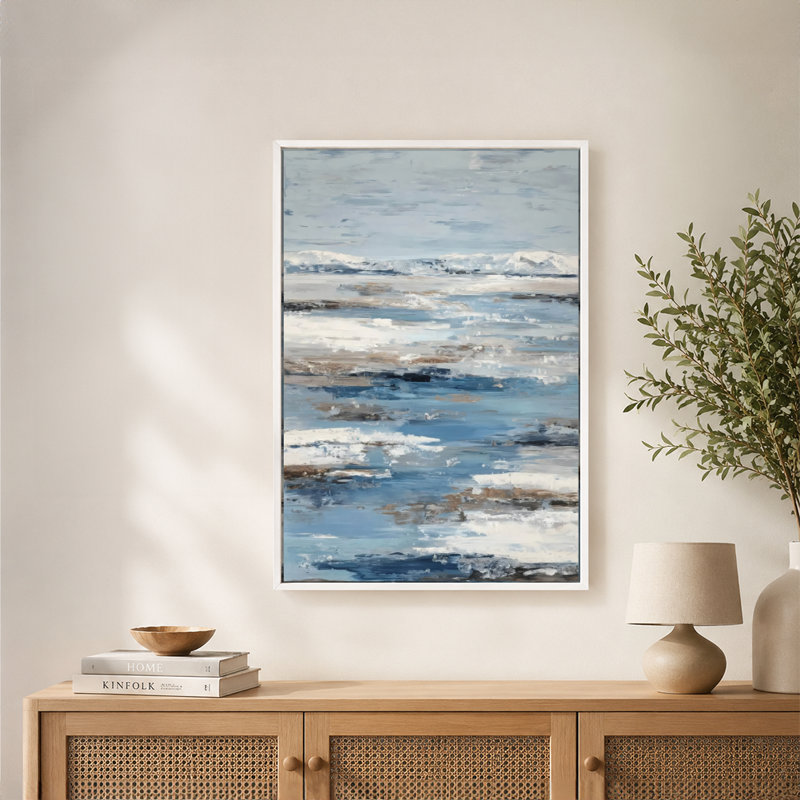 Art mural dynamique sur toile avec cadre flottant, océan dynamique, 20 x 30 po, Noir