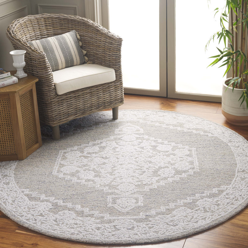 Mehtab Hand Tufted Performance Oriental Rug, Round 6'