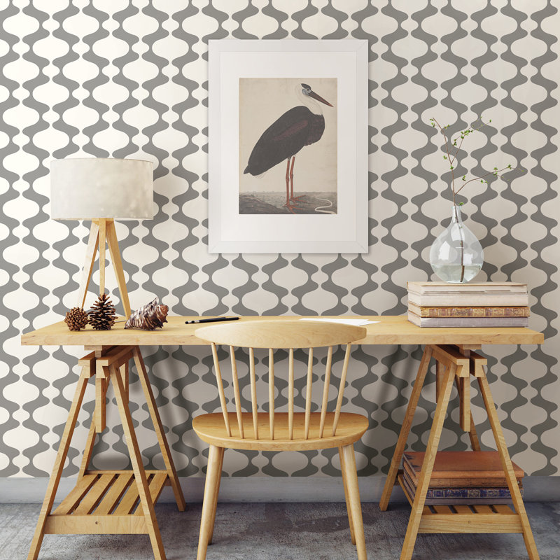 Rouleau de papier peint géométrique L 33 pi x l 20,5 po, Gris