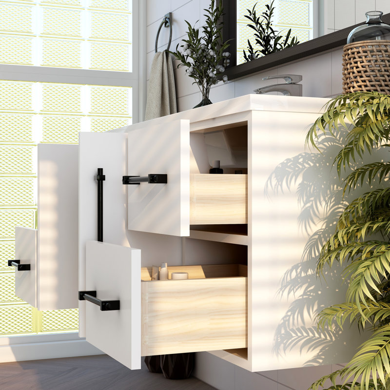 Victoria 47.2'' Single Bathroom Vanity with Acrylic Top, Gloss White