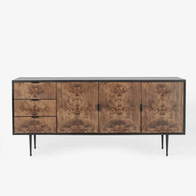 Buffet de rangement en contreplaqué à 3 portes et à fermeture en glissade à 3 tiroirs pour le salon Juney