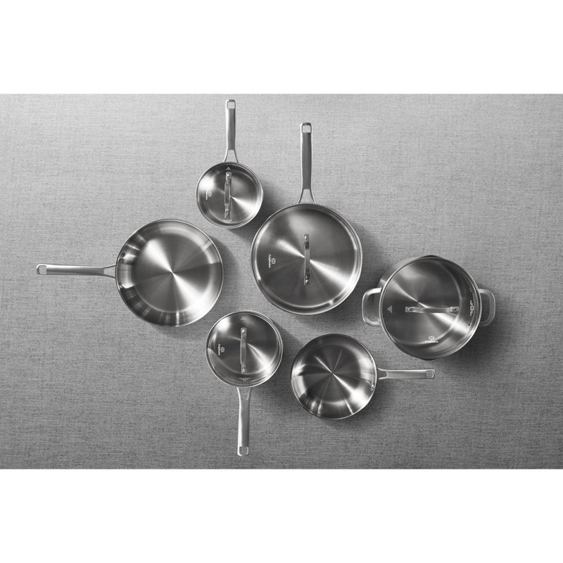 10-Piece Stainless Steel Cookware Set with Glass Lids