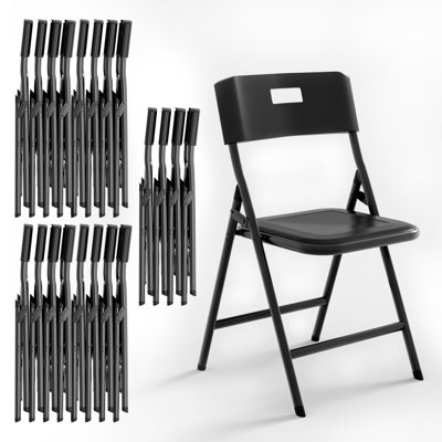 Chaises pliantes, capacité de 330 lb, chaises pliantes robustes en plastique empilables pour l'intérieur et l'extérieur (noir, paquet de 20)