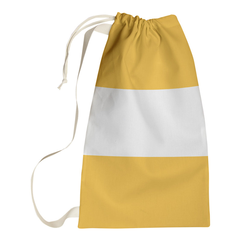 Fabric Laundry Bag with Handles, 36" H x 28" W x 1.5" D, Gold/White/Gold