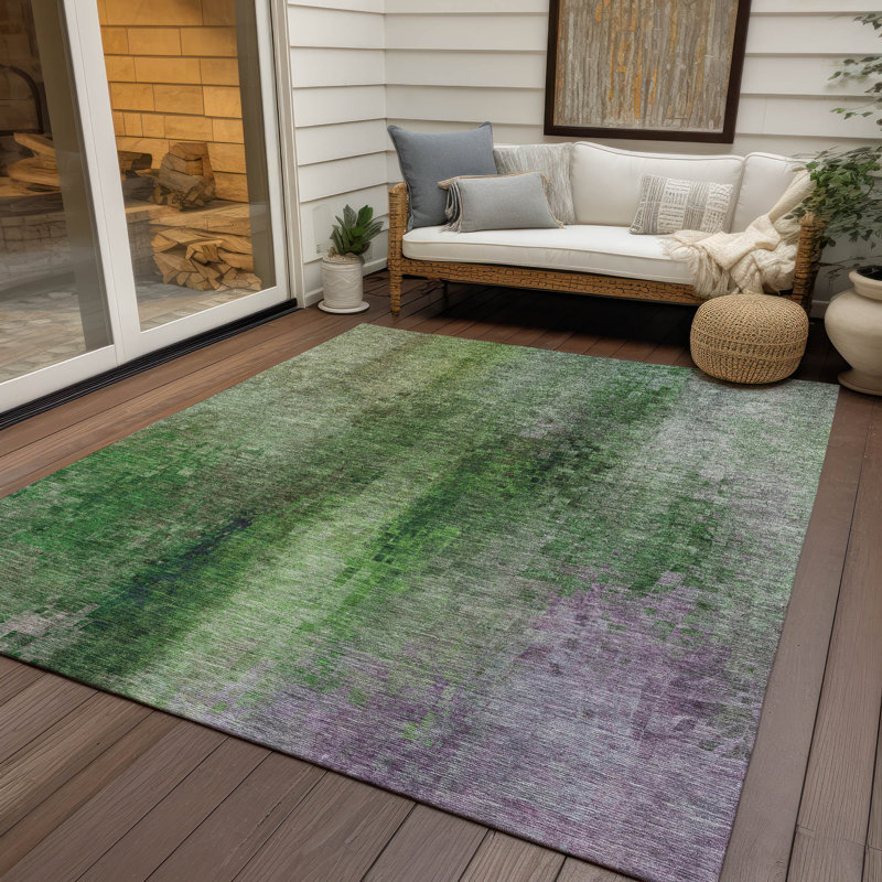 Machine Washable Indoor/Outdoor Brenden ACN2241 Abstract Rug, Rectangle 10' x 14'