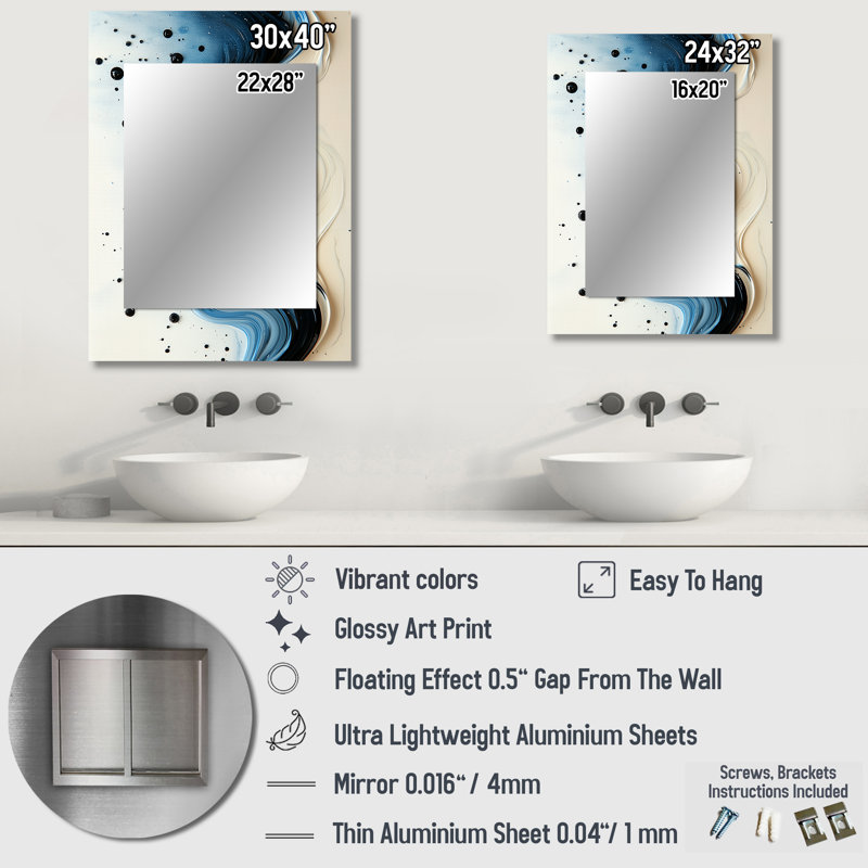 Miroir mural moderne Drip Paint, 32 po x 24 po