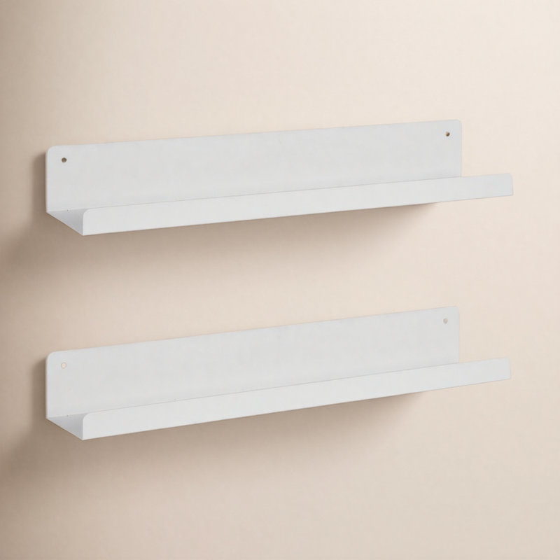 Tara 23.75" W Metal Rectangle Floating Shelves, White, 3.25" H x 23.75" W x 4.5" D