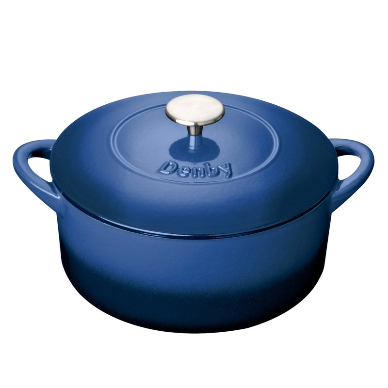 Denby Cast Iron Round Casserole, Cobalt Blue, 26cm
