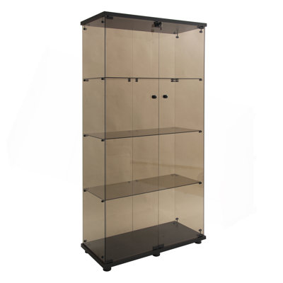 Lighted Two Door Glass Cabinet Glass Display Cabinet With 4 Shelves