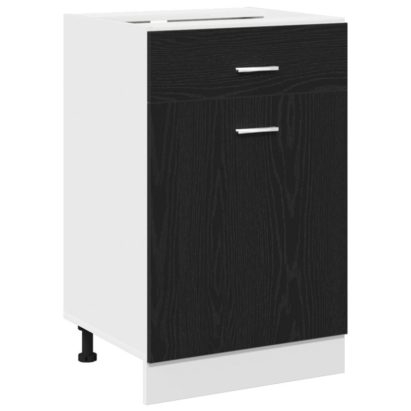 Kitchen Cabinet Black Oak Engineered Wood, 81.5cm H x 50cm W x 46cm D