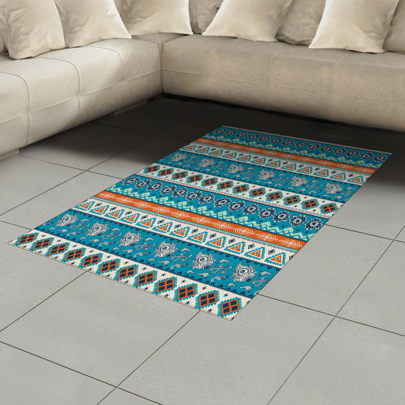 Tribal High Density Long Fiber Poly Threads Decorative Area Rug Carpet, Rectangle 4' x 5'8"