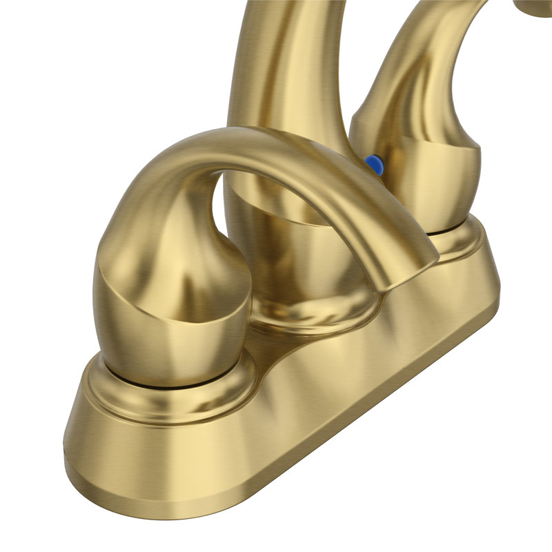 2-handle Bathroom Faucet with Drain Assembly, Brushed Brass