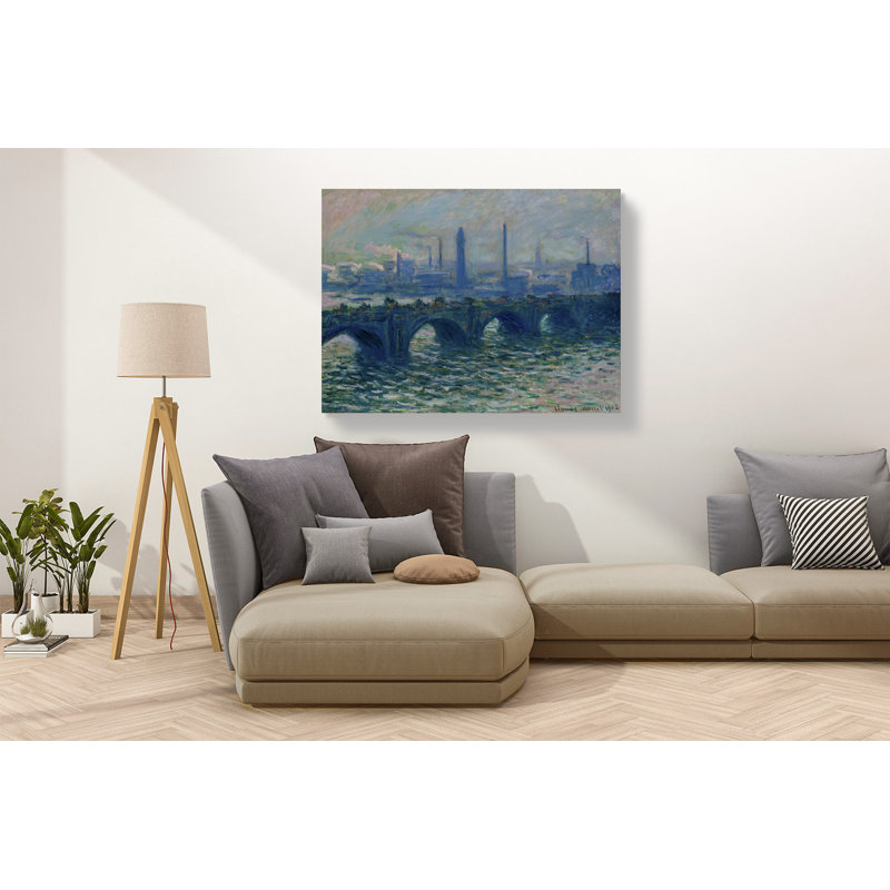 Waterloo Bridge, London by Claude Monet - Painting, 70cm H x 100cm W, Wrapped Canvas