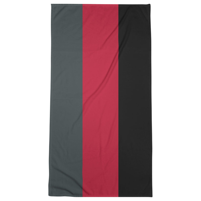 Lightweight Beach Towel, Microfiber, Steel Gray/Red/Black