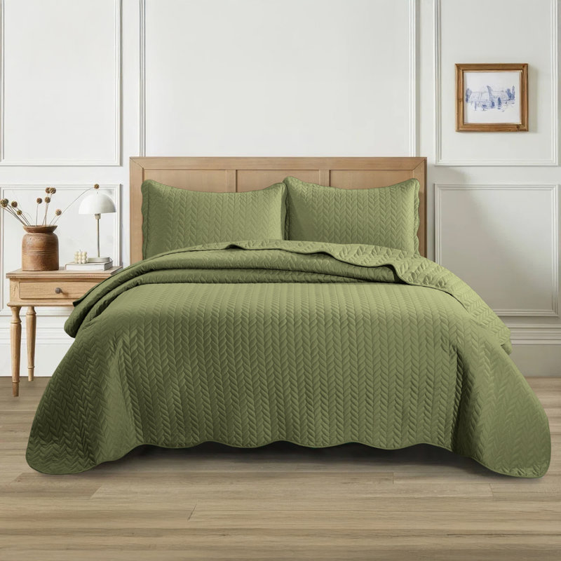 Ensemble de couvre-lit matelassé embossé - Couvre-lit en microfibre ultra doux avec taies décoratives, literie de style hôtel pour tous les lits