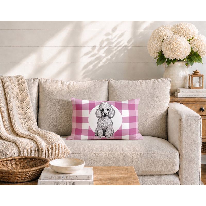 Coussin réversible intérieur / extérieur Poodle Dog, 20 po x 14 po, Magenta