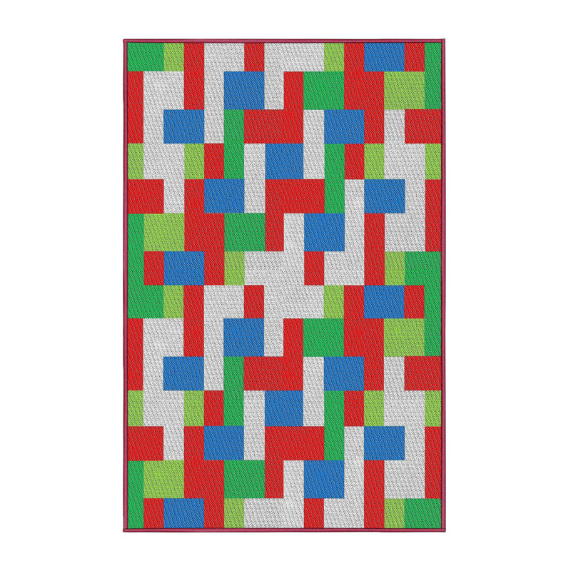 Tapis vert à motif géométrique Kiker, Rectangle 5 pi x 7 pi