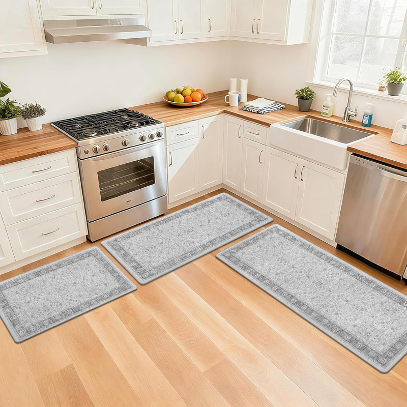 Anti-Fatigue Non-Skid Waterproof Kitchen Mat (Set Of 3), Gray