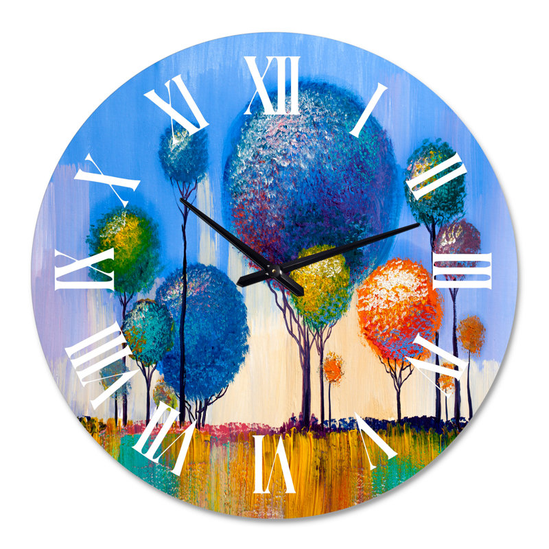 Paysage coloré impressionniste I - horloge murale moderne, Grand