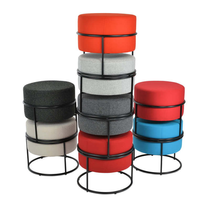 Colombo Stackable Pouf, Red Wool