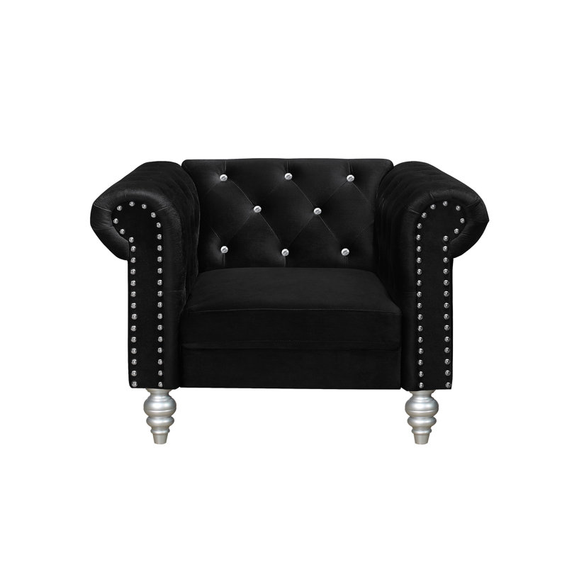 Jacameron Upholstered Club Chair, Black Velvet 