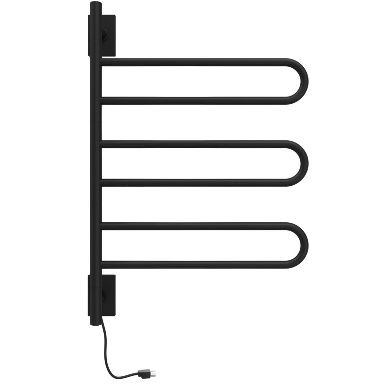 Chauffe-serviettes mural ou à brancher pivotant SL3, H 35 po x l 25 po x P 5 po, Noir mat