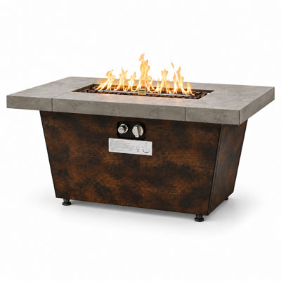 Table de foyer au propane rectangulaire de 107 cm (42 po), 50 000 BTU, aspect béton gris ciment, idéale pour terrasse, cour et jardin.