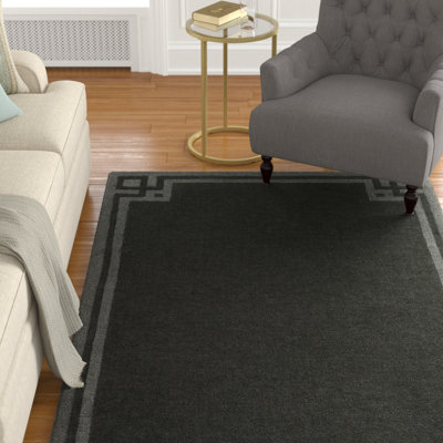 Tapis noir / gris en laine tissée à la main Peever