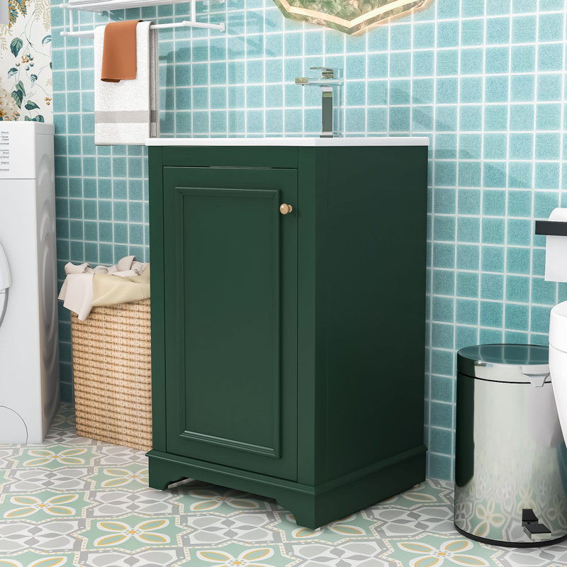 Meuble-lavabo de qualité supérieure avec lavabo intégré - Fabrication en bois et en panneau de fibres à densité moyenne, Vert
